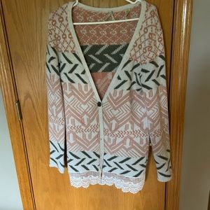 BKE sweater large pink and grey.